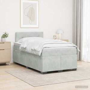 Imagine vidaXL Pat box spring cu saltea și LED Gri deschis 120 x 190 cm