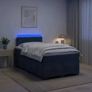 Imagine vidaXL Pat box spring cu saltea și LED Gri închis 120 x 190 cm Catifea