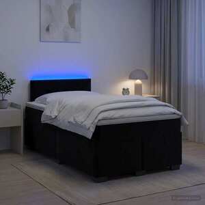 Imagine vidaXL Pat box spring cu saltea și LED Negru 120 x 190 cm Catifea