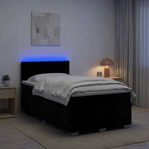 Imagine vidaXL Pat box spring cu saltea și LED Negru 120 x 190 cm Catifea