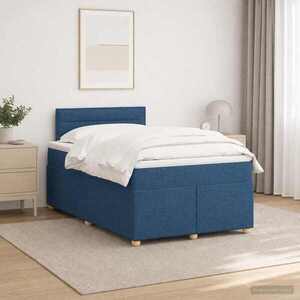 Imagine vidaXL Pat boxspring cu saltea albastru 120 x 190 cm Țesătură