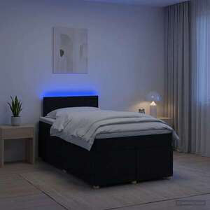 Imagine vidaXL Pat boxspring cu saltea Negru 120 x 190 cm Țesătură