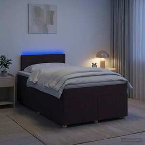 Imagine vidaXL Pat boxspring cu saltea Maro închis 120 x 190 cm Țesătură