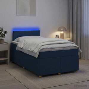 Imagine vidaXL Pat boxspring cu saltea albastru 120 x 190 cm Țesătură