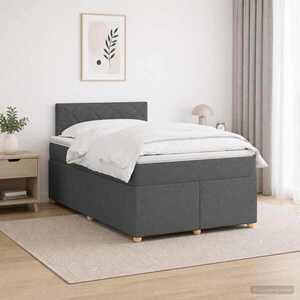 Imagine vidaXL Pat boxspring cu saltea Gri închis 120 x 190 cm Țesătură