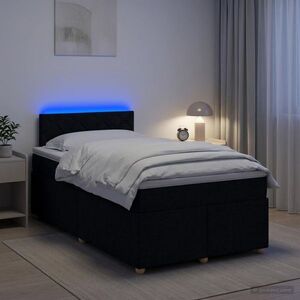 Imagine vidaXL Pat boxspring cu saltea Negru 120 x 190 cm Țesătură