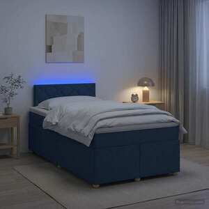 Imagine vidaXL Pat boxspring cu saltea albastru 120 x 190 cm Țesătură