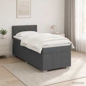 Imagine vidaXL Pat boxspring cu saltea Gri închis 90 x 190 cm Țesătură