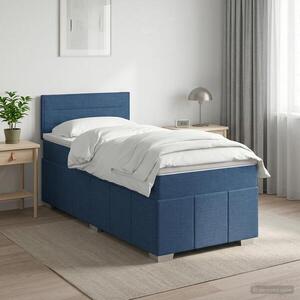 Imagine vidaXL Pat boxspring cu saltea albastru 100 x 200 cm Țesătură