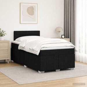 Imagine vidaXL Pat boxspring cu saltea Negru 120 x 190 cm Țesătură