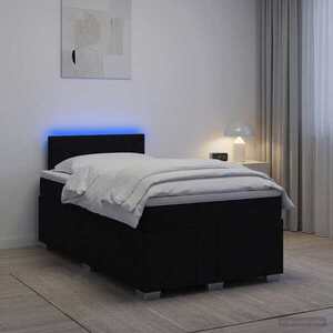 Imagine vidaXL Pat boxspring cu saltea Negru 120 x 190 cm Țesătură