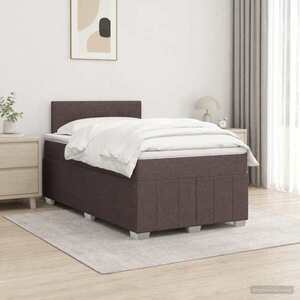Imagine vidaXL Pat boxspring cu saltea Maro închis 120 x 190 cm Țesătură