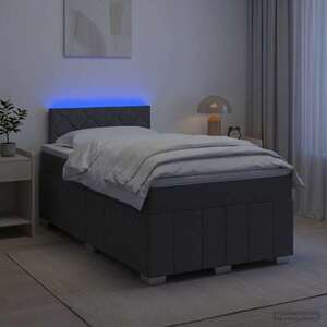 Imagine vidaXL Pat boxspring cu saltea Gri închis 120 x 190 cm Țesătură