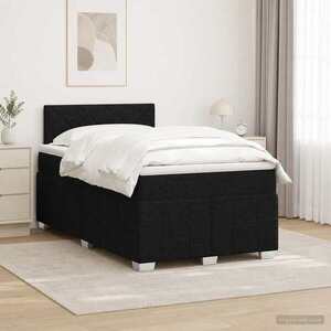 Imagine vidaXL Pat boxspring cu saltea Negru 120 x 190 cm Țesătură