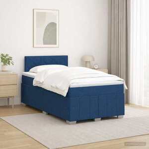 Imagine vidaXL Pat boxspring cu saltea albastru 120 x 190 cm Țesătură