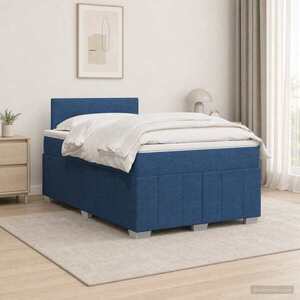 Imagine vidaXL Pat boxspring cu saltea albastru 120 x 200 cm Țesătură