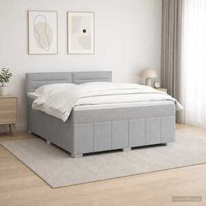 Imagine vidaXL Pat boxspring cu saltea Gri deschis 140 x 190 cm Țesătură