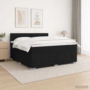Imagine vidaXL Pat boxspring cu saltea Negru 140 x 190 cm Țesătură