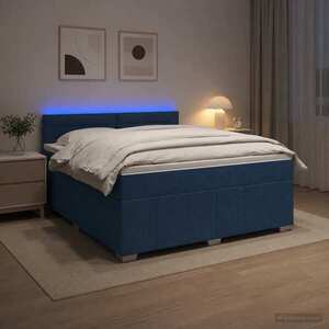 Imagine vidaXL Pat boxspring cu saltea albastru 140 x 190 cm Țesătură