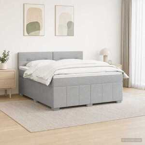 Imagine vidaXL Pat boxspring cu saltea Gri deschis 140 x 190 cm Țesătură