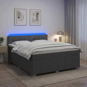 Imagine vidaXL Pat boxspring cu saltea Gri închis 140 x 190 cm Țesătură
