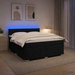 Imagine vidaXL Pat boxspring cu saltea Negru 160 x 200 cm Țesătură