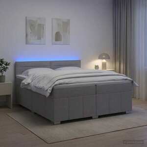 Imagine vidaXL Pat boxspring cu saltea Gri deschis 200 x 200 cm Țesătură