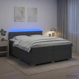 Imagine vidaXL Pat boxspring cu saltea Gri închis 200 x 200 cm Țesătură