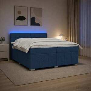 Imagine vidaXL Pat boxspring cu saltea albastru 200 x 200 cm Țesătură