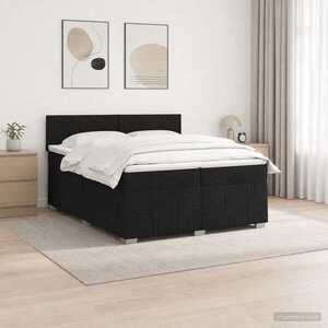 Imagine vidaXL Pat boxspring cu saltea Negru 200 x 200 cm Țesătură