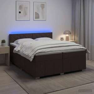Imagine vidaXL Pat boxspring cu saltea Maro închis 200 x 200 cm Țesătură