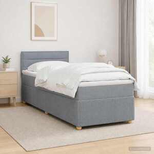 Imagine vidaXL Pat boxspring cu saltea Gri deschis 80 x 200 cm Țesătură