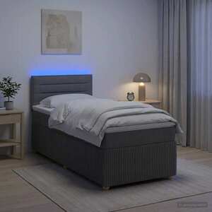 Imagine vidaXL Pat boxspring cu saltea Gri închis 80 x 200 cm Țesătură