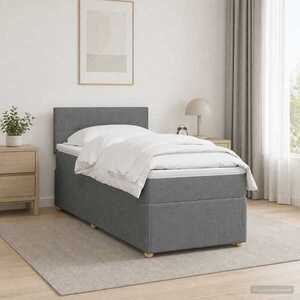 Imagine vidaXL Pat boxspring cu saltea Gri închis 80 x 200 cm Țesătură