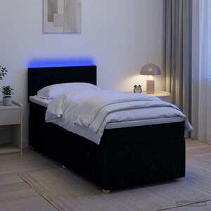 Imagine vidaXL Pat boxspring cu saltea cu benzi LED Negru 80 x 200 cm Țesătură