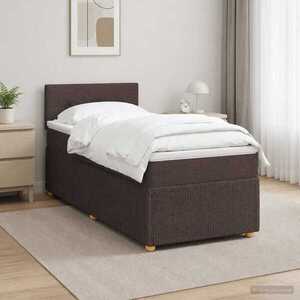 Imagine vidaXL Pat boxspring cu saltea Maro închis 80 x 200 cm Țesătură