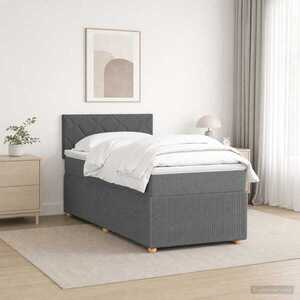 Imagine vidaXL Pat boxspring cu saltea Gri închis 80 x 200 cm Țesătură