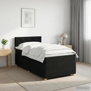 Imagine vidaXL Pat boxspring cu saltea cu benzi LED Negru 80 x 200 cm Țesătură