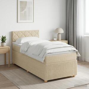 Imagine vidaXL Pat boxspring cu saltea cu benzi LED Crem 80 x 200 cm Țesătură