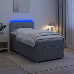 Imagine vidaXL Pat boxspring cu saltea Gri deschis 90 x 190 cm Țesătură
