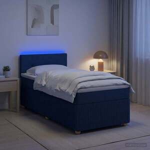 Imagine vidaXL Pat boxspring cu saltea albastru 90 x 190 cm Țesătură