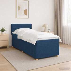 Imagine vidaXL Pat boxspring cu saltea albastru 100 x 200 cm Țesătură