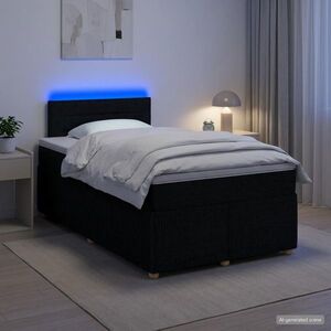 Imagine vidaXL Pat boxspring cu saltea Negru 120 x 190 cm Țesătură