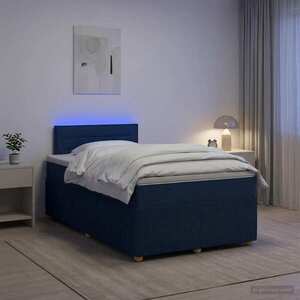 Imagine vidaXL Pat boxspring cu saltea albastru 120 x 190 cm Țesătură