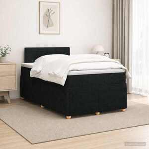 Imagine vidaXL Pat boxspring cu saltea Negru 120 x 190 cm Țesătură