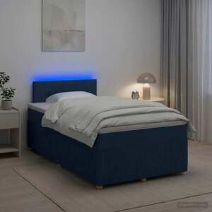 Imagine vidaXL Pat boxspring cu saltea albastru 120 x 190 cm Țesătură