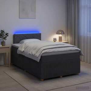 Imagine vidaXL Pat boxspring cu saltea Gri închis 120 x 190 cm Țesătură