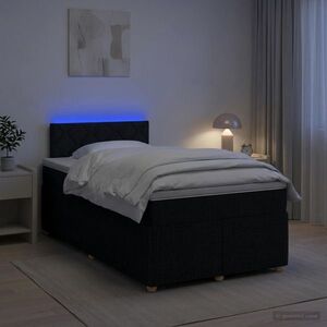 Imagine vidaXL Pat boxspring cu saltea Negru 120 x 190 cm Țesătură