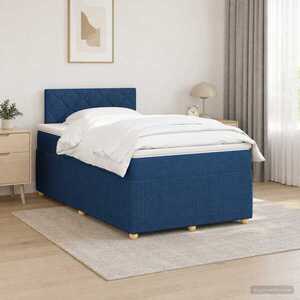 Imagine vidaXL Pat boxspring cu saltea albastru 120 x 190 cm Țesătură