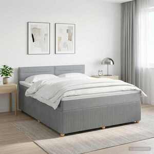 Imagine vidaXL Pat boxspring cu saltea Gri deschis 140 x 190 cm Țesătură